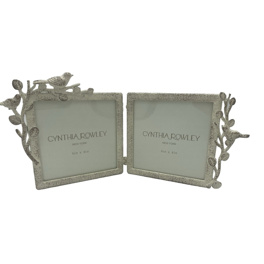 Cynthia Rowley 4X4 Birds on a Branch White Metalâ Double Picture Photo Frame